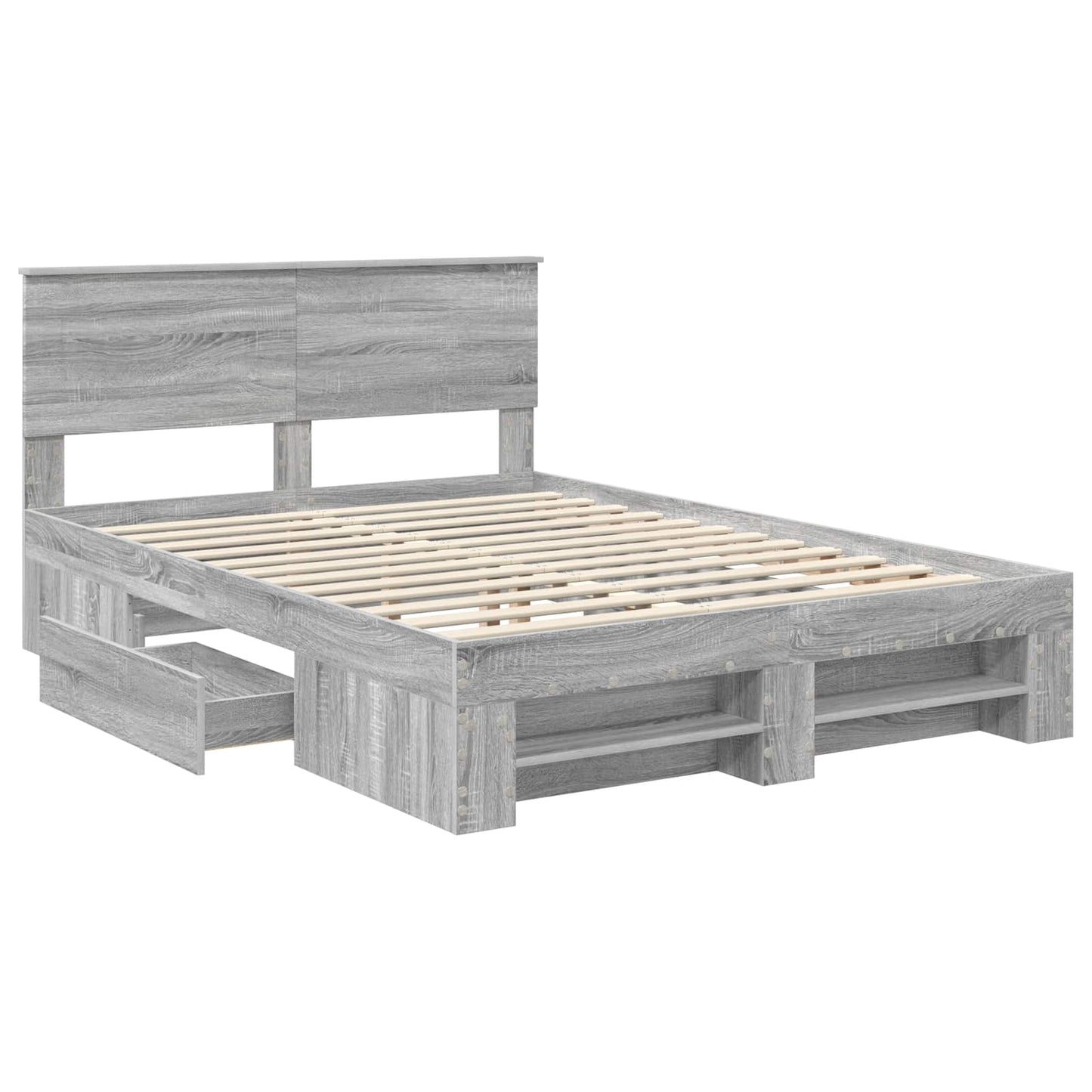 Bed Frame Grey Sonoma 140 x 200 cm Engineered Wood