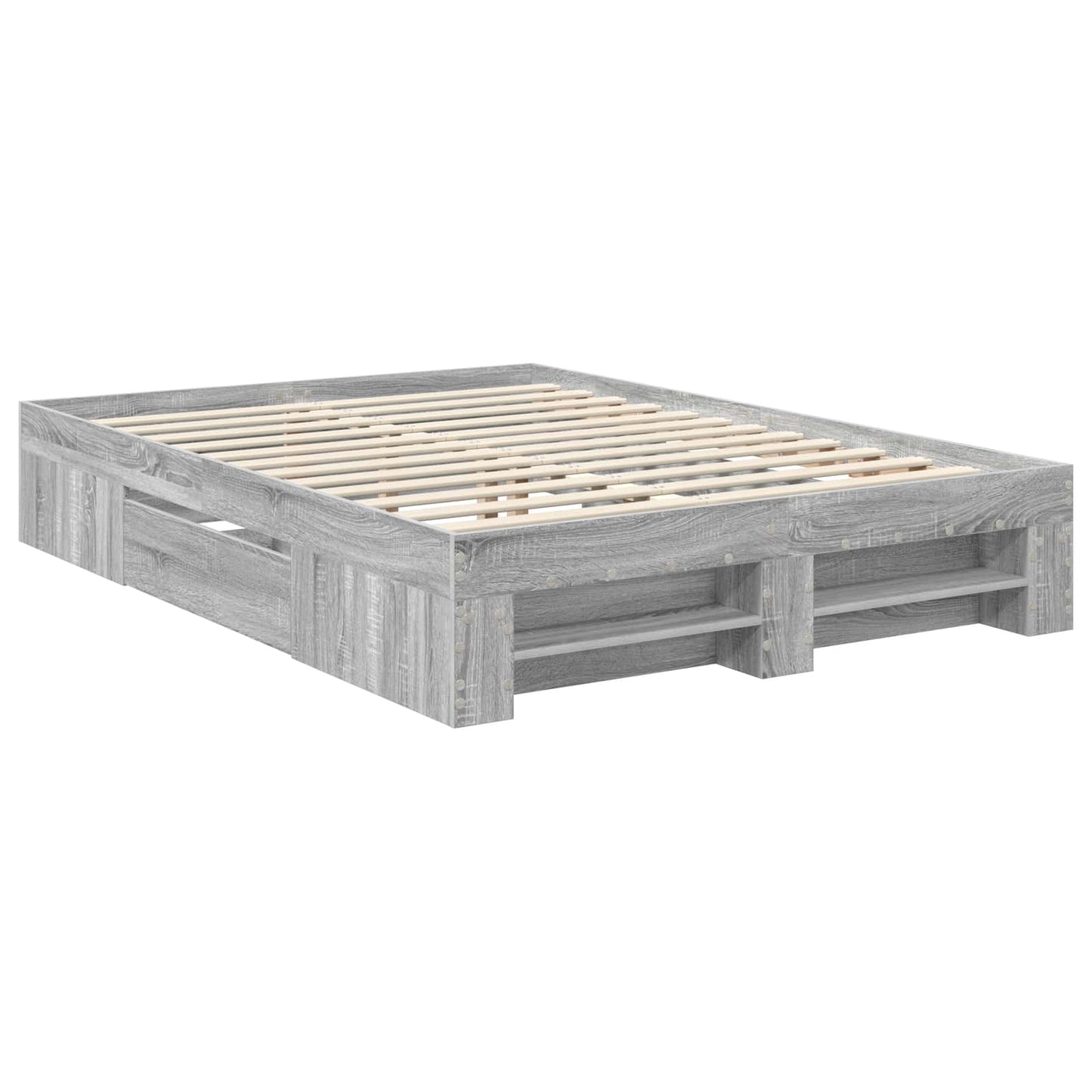 Bed Frame Grey Sonoma 140 x 200 cm Engineered Wood