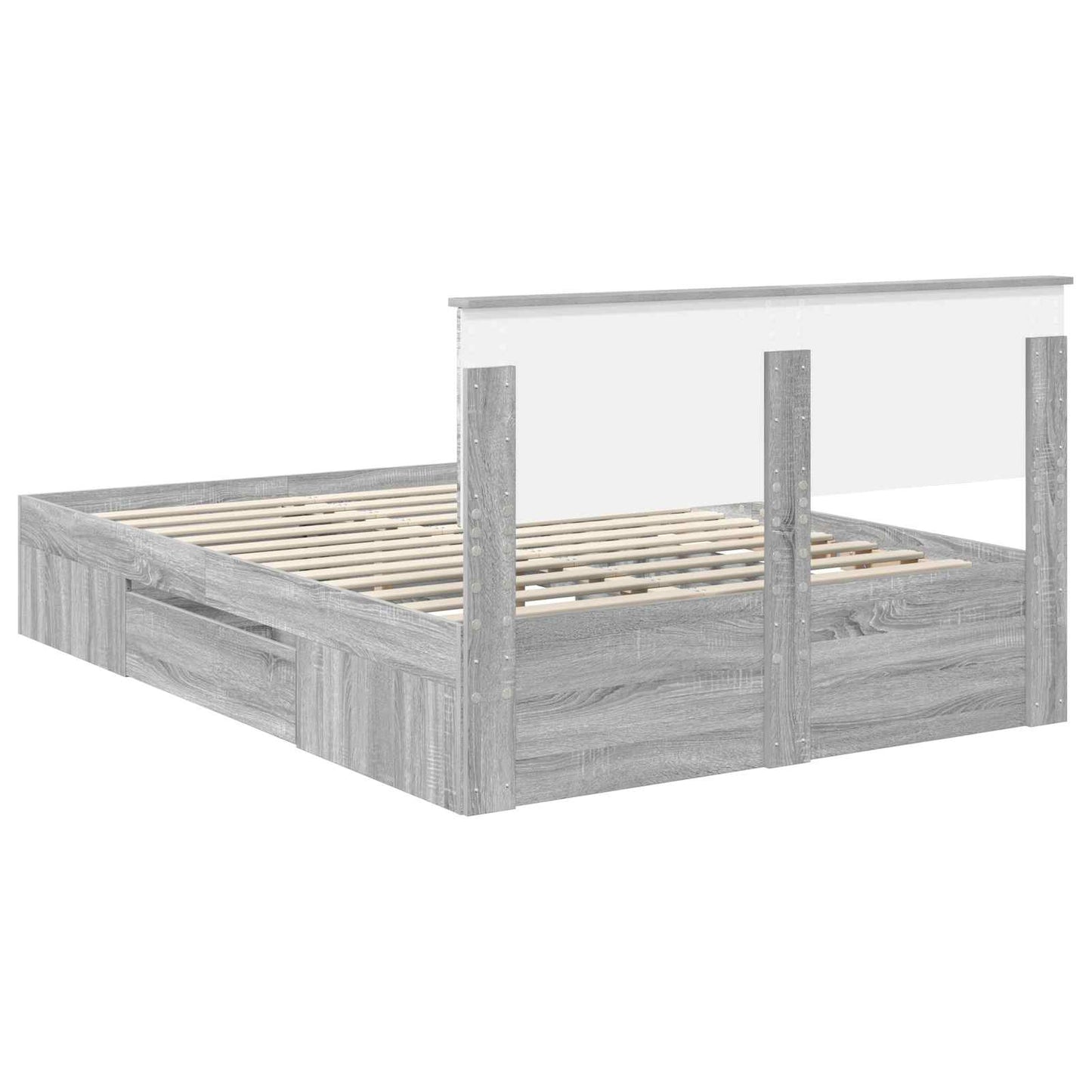Bed Frame Grey Sonoma 140 x 200 cm Engineered Wood