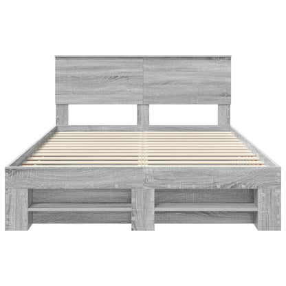 Bed Frame Grey Sonoma 140 x 200 cm Engineered Wood