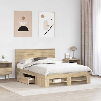 Bed Frame Sonoma Oak 140 x 200 cm Engineered Wood