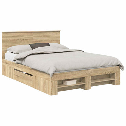 Bed Frame Sonoma Oak 140 x 200 cm Engineered Wood
