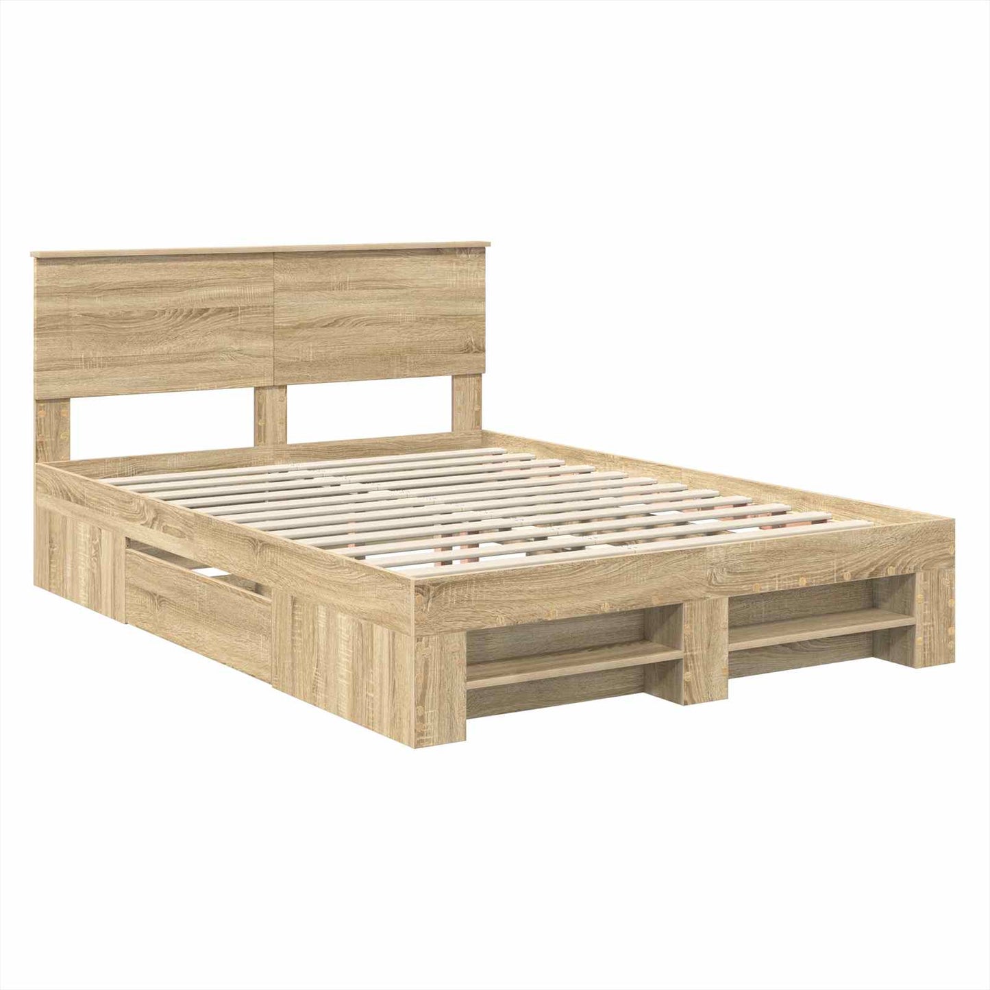Bed Frame Sonoma Oak 140 x 200 cm Engineered Wood