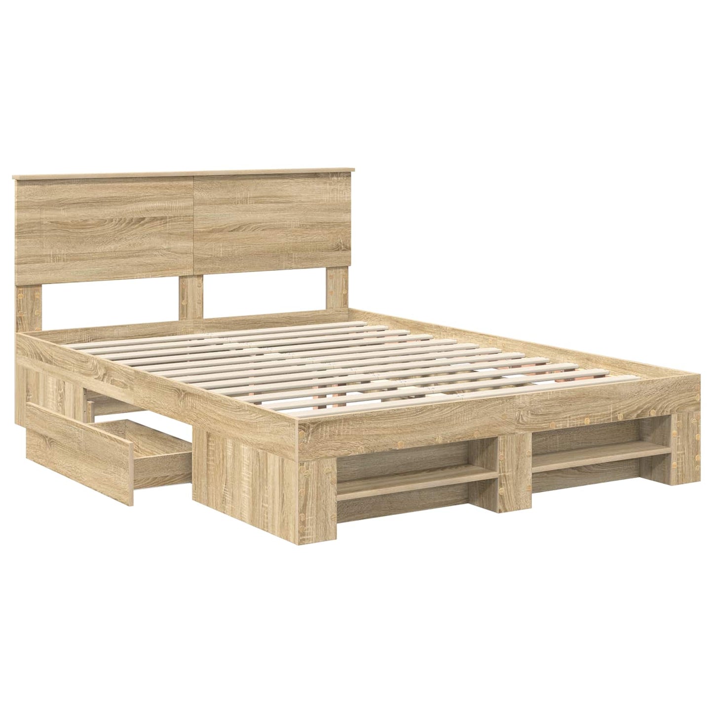 Bed Frame Sonoma Oak 140 x 200 cm Engineered Wood