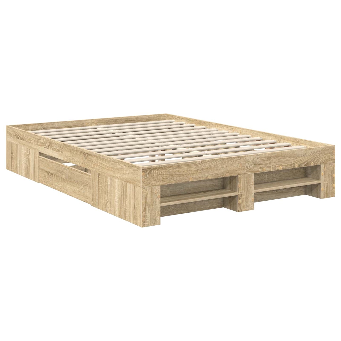 Bed Frame Sonoma Oak 140 x 200 cm Engineered Wood