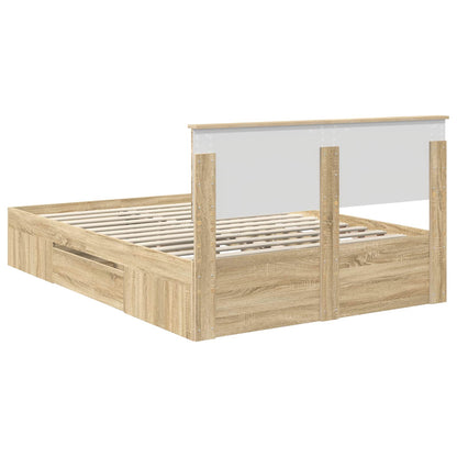 Bed Frame Sonoma Oak 140 x 200 cm Engineered Wood