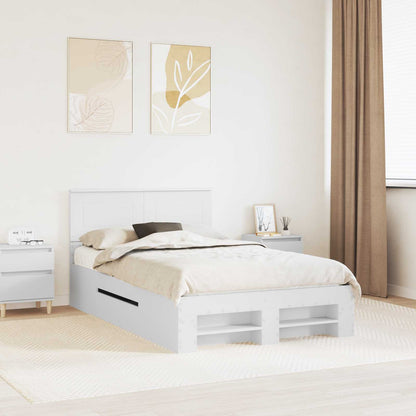 Bed Frame with Headboard White 137 x 203 cm Engineered Wood