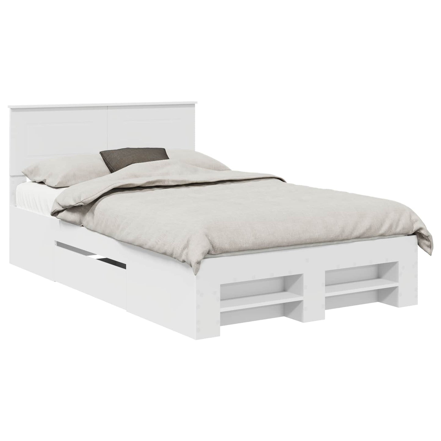 Bed Frame with Headboard White 137 x 203 cm Engineered Wood