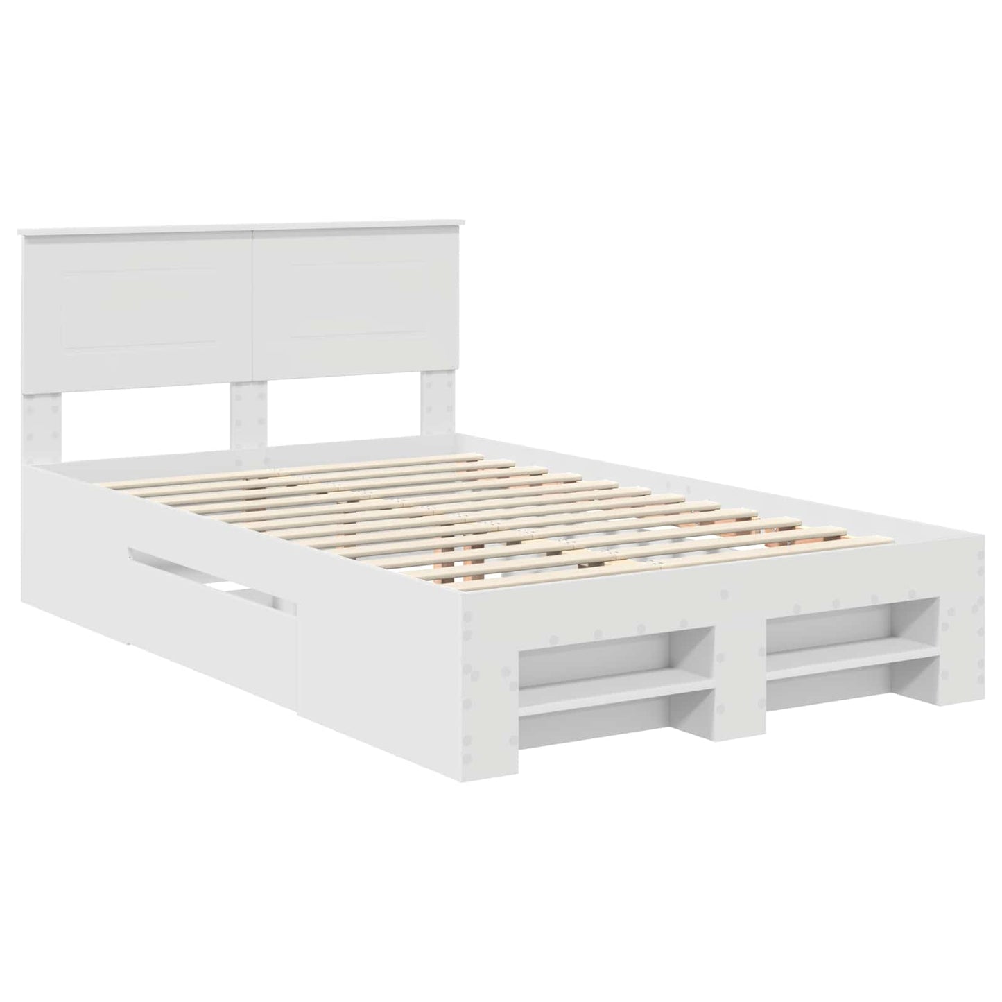 Bed Frame with Headboard White 137 x 203 cm Engineered Wood