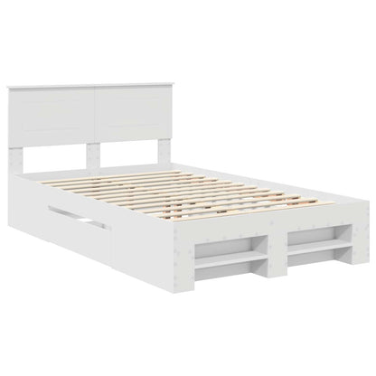 Bed Frame with Headboard White 137 x 203 cm Engineered Wood