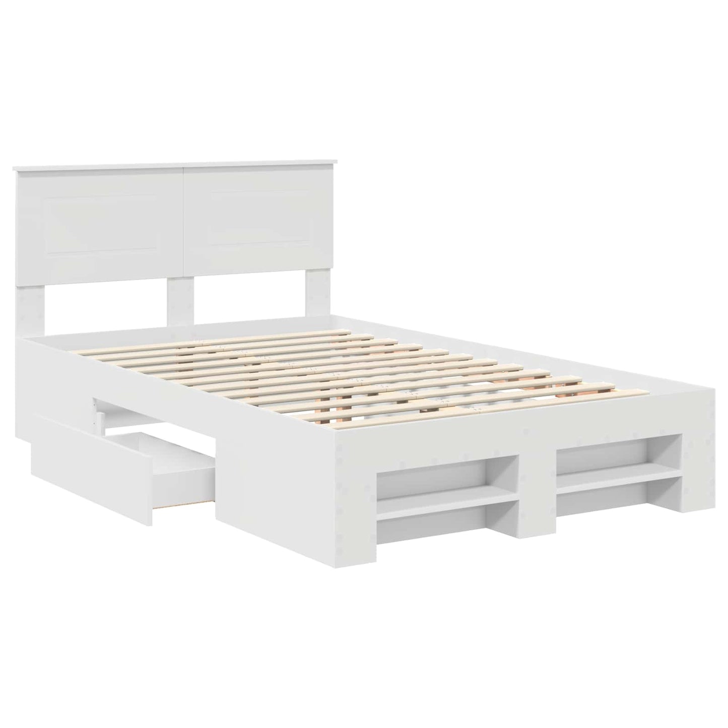 Bed Frame with Headboard White 137 x 203 cm Engineered Wood