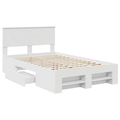 Bed Frame with Headboard White 137 x 203 cm Engineered Wood