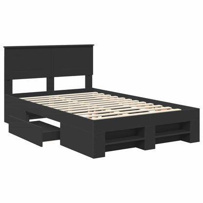 Bed Frame with Headboard Black 137 x 203 cm Engineered Wood