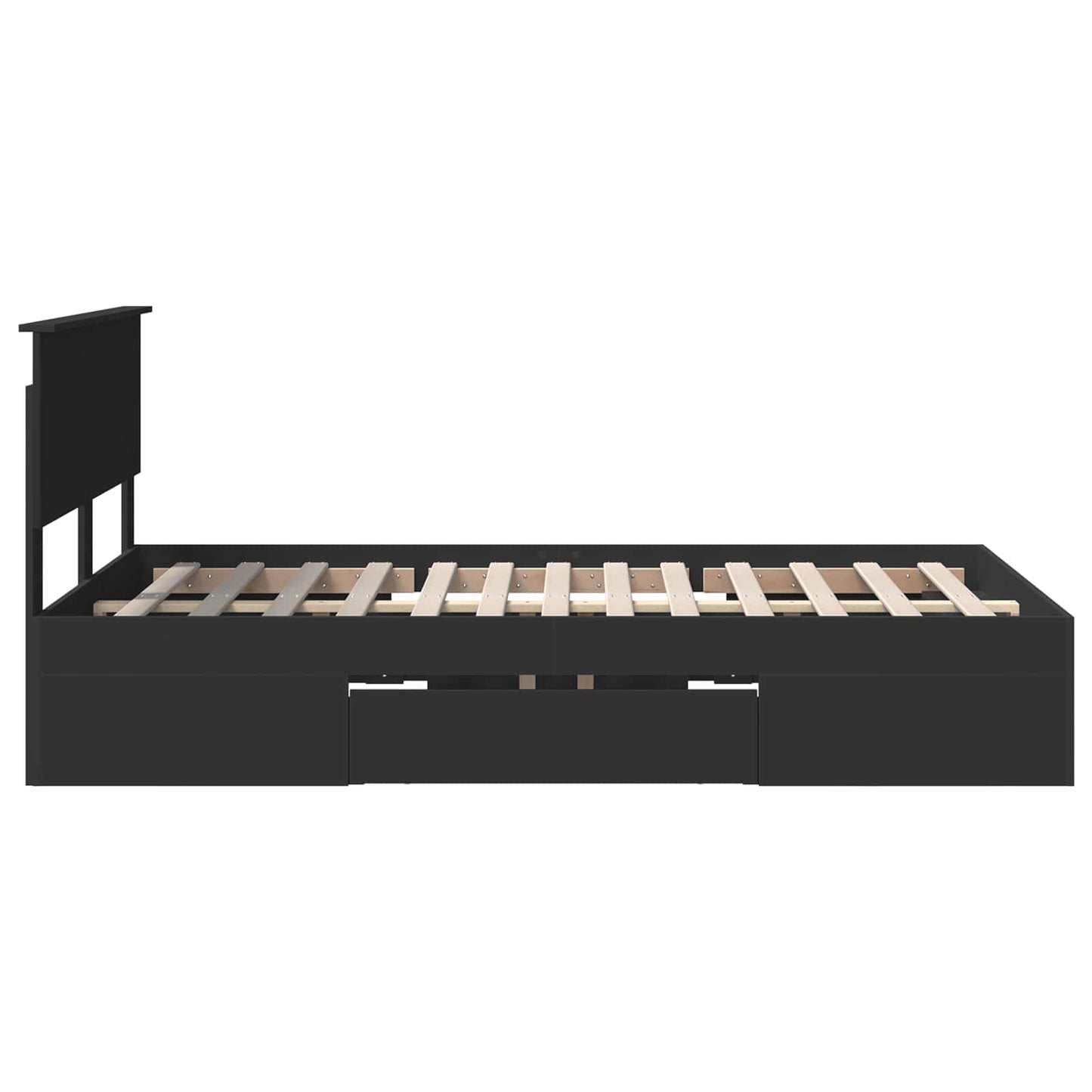 Bed Frame with Headboard Black 137 x 203 cm Engineered Wood