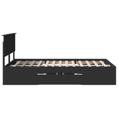 Bed Frame with Headboard Black 137 x 203 cm Engineered Wood