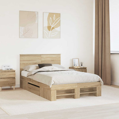 Bed Frame Sonoma Oak 137 x 203 cm Engineered Wood