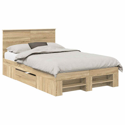 Bed Frame Sonoma Oak 137 x 203 cm Engineered Wood