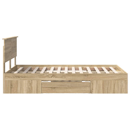 Bed Frame Sonoma Oak 137 x 203 cm Engineered Wood