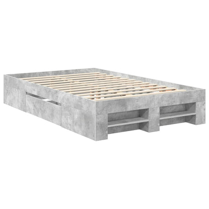Bed Frame Concrete Grey 137 x 203 cm Engineered Wood