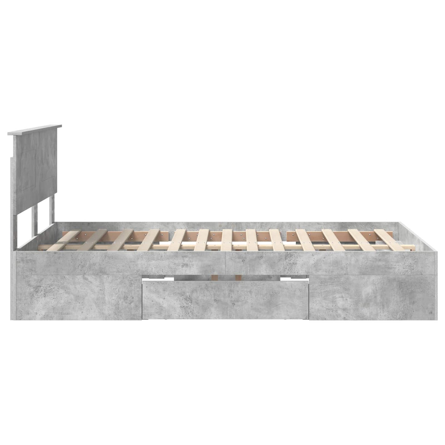 Bed Frame Concrete Grey 137 x 203 cm Engineered Wood