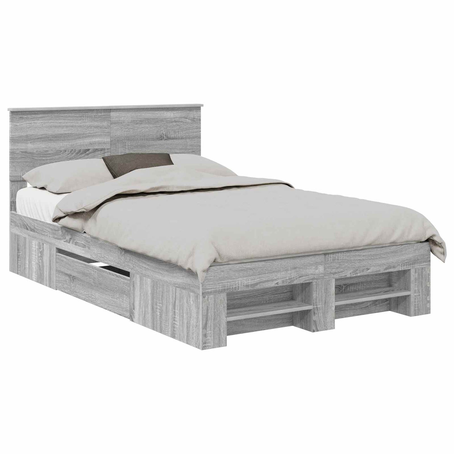 Bed Frame Grey Sonoma 137 x 203 cm Engineered Wood