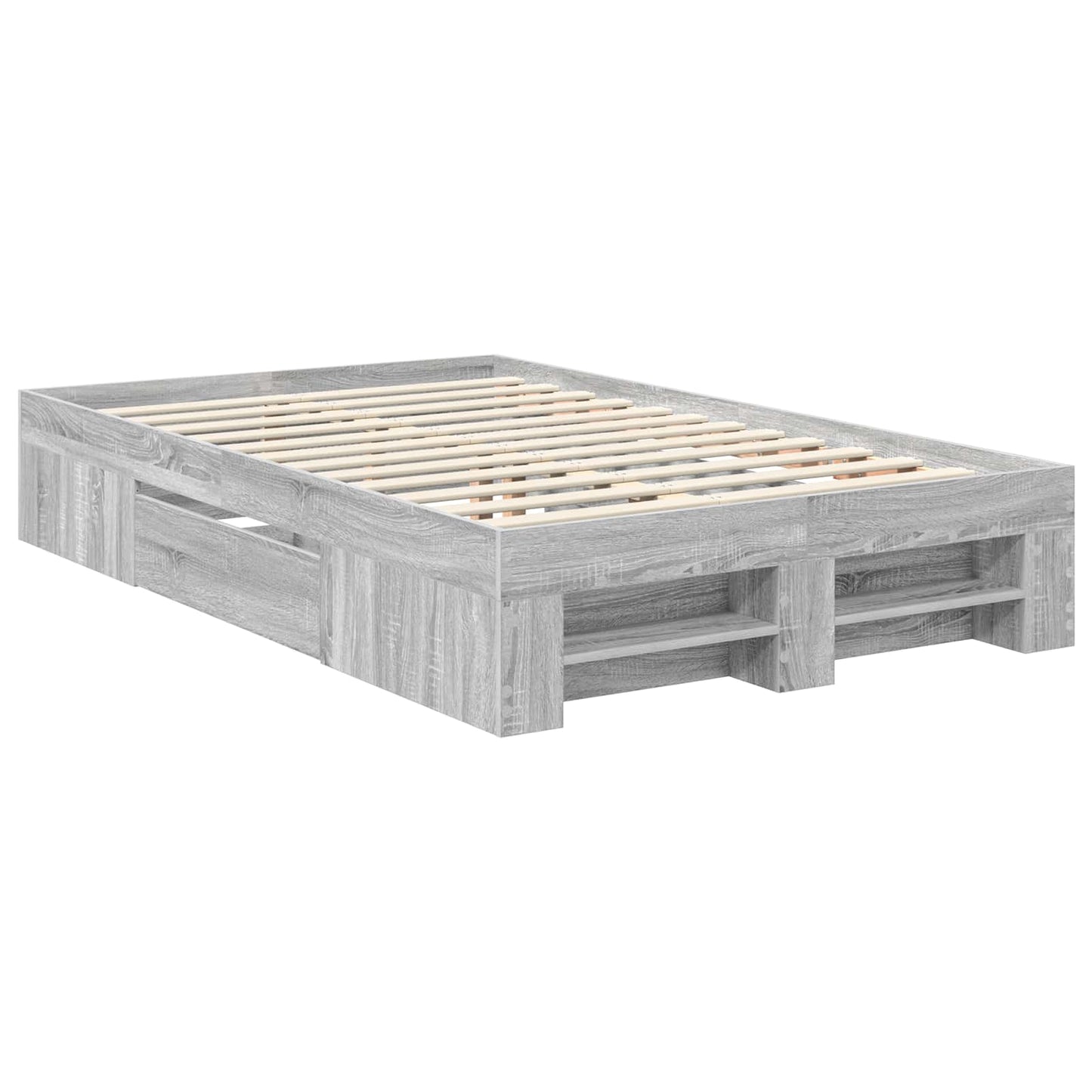 Bed Frame Grey Sonoma 137 x 203 cm Engineered Wood