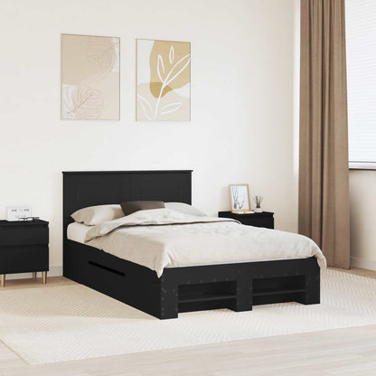 Bed Frame with Headboard Black 120 x 200 cm Engineered Wood