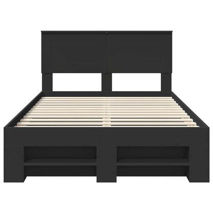 Bed Frame with Headboard Black 120 x 200 cm Engineered Wood