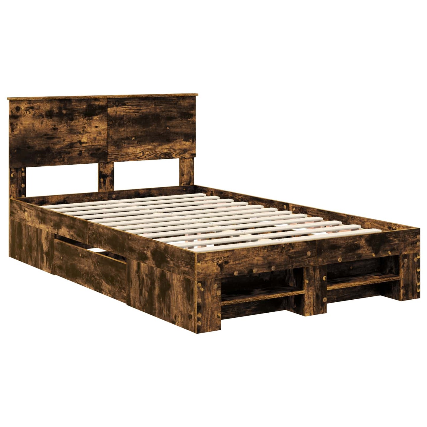 Bed Frame Smoked Oak 120 x 200 cm Engineered Wood