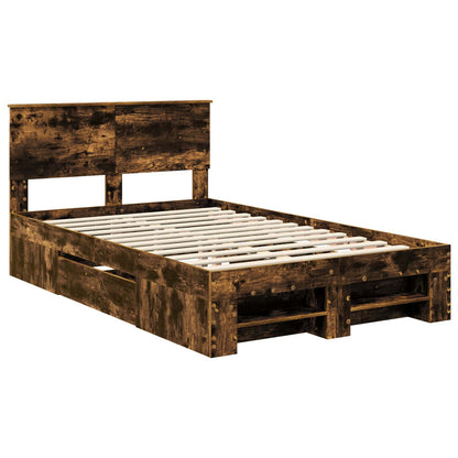 Bed Frame Smoked Oak 120 x 200 cm Engineered Wood