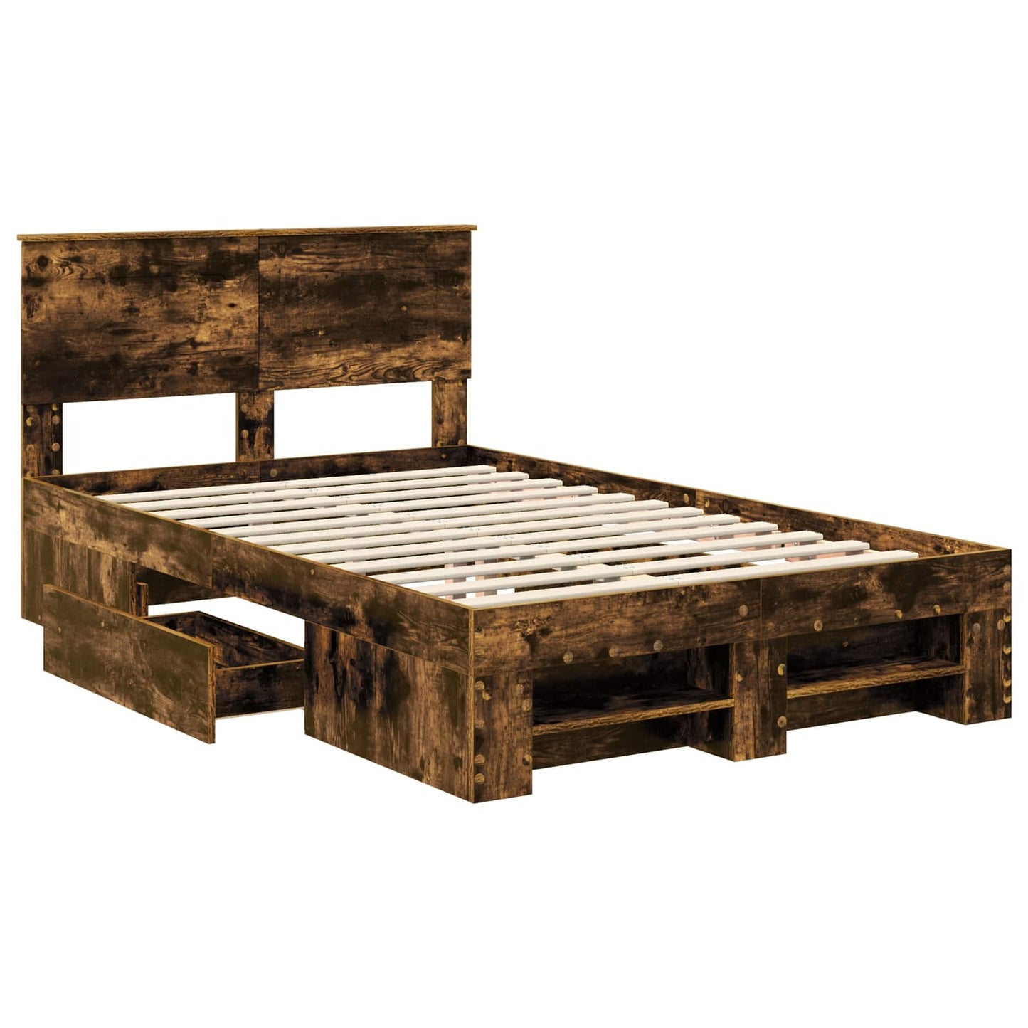 Bed Frame Smoked Oak 120 x 200 cm Engineered Wood