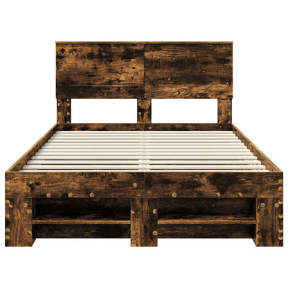 Bed Frame Smoked Oak 120 x 200 cm Engineered Wood