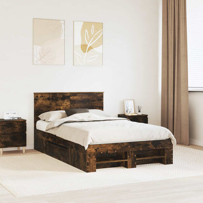 Bed Frame Smoked Oak 120 x 200 cm Engineered Wood