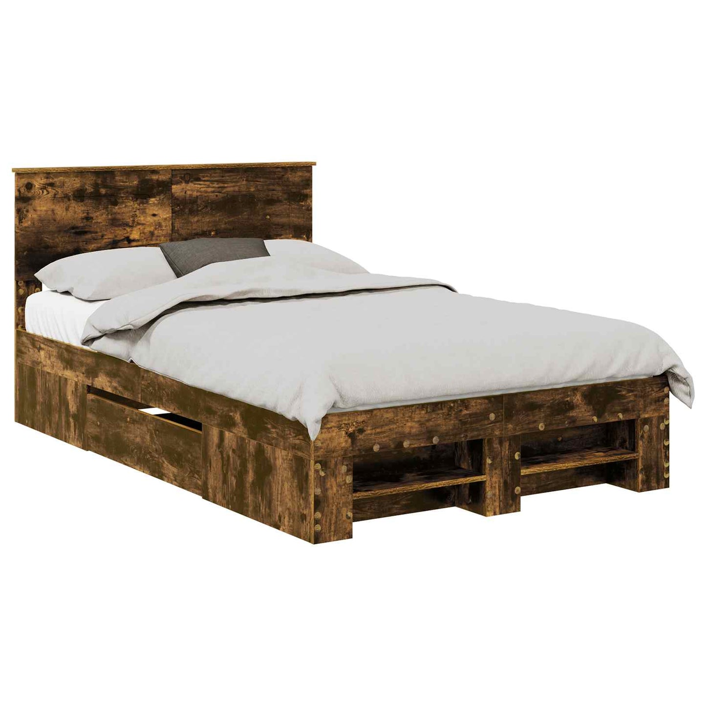 Bed Frame Smoked Oak 120 x 200 cm Engineered Wood