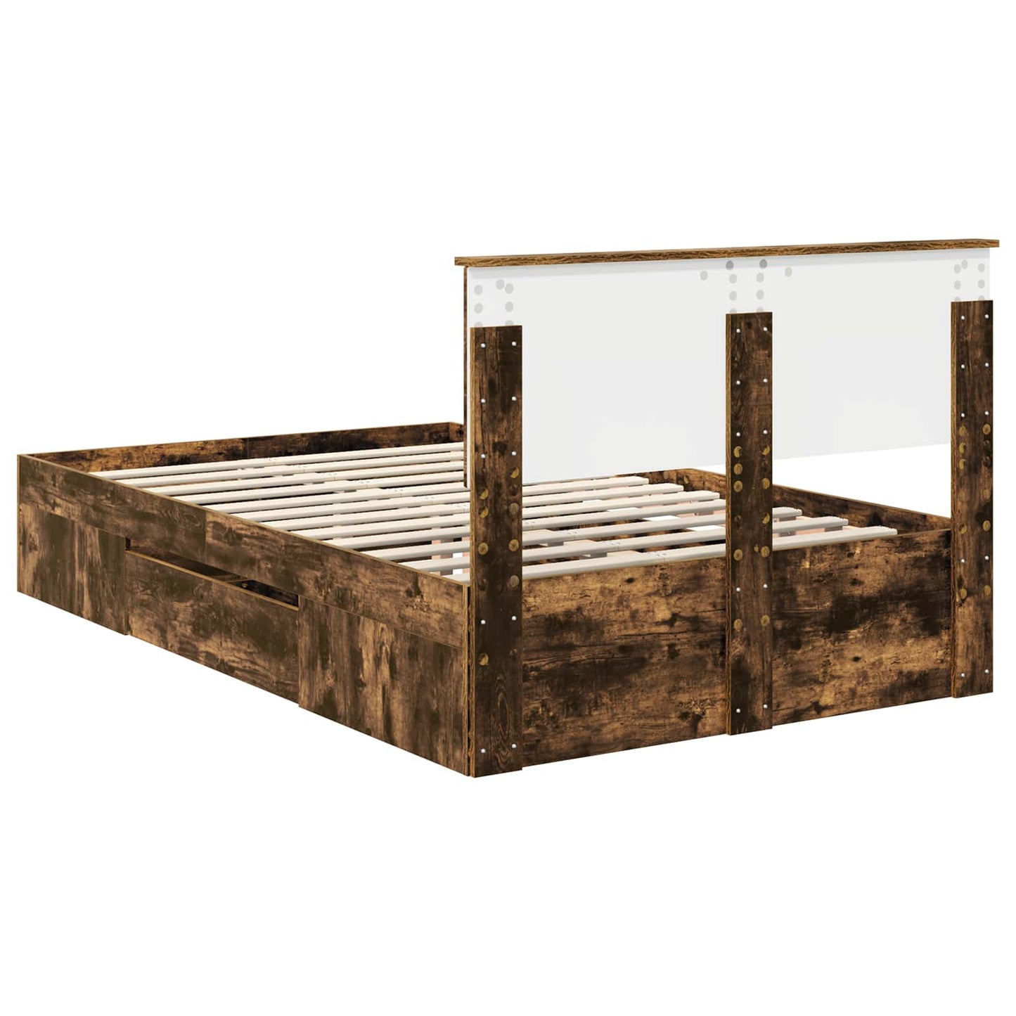 Bed Frame Smoked Oak 120 x 200 cm Engineered Wood