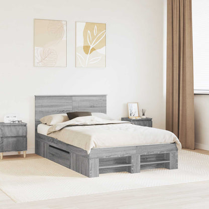 Bed Frame Grey Sonoma 120 x 200 cm Engineered Wood