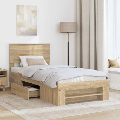 Bed Frame with Headboard Sonoma Oak 100 x 200 m Engineered Wood