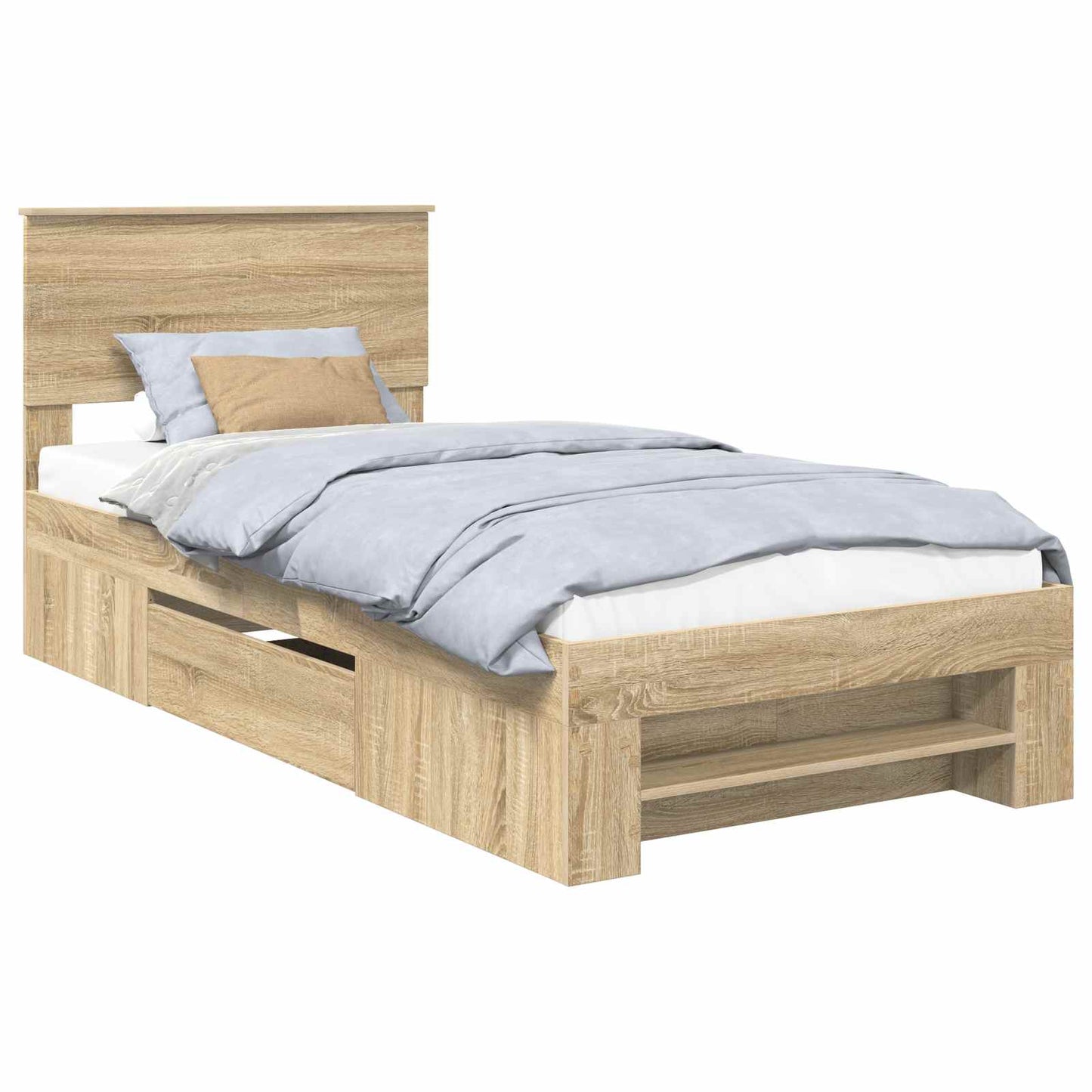 Bed Frame with Headboard Sonoma Oak 100 x 200 m Engineered Wood