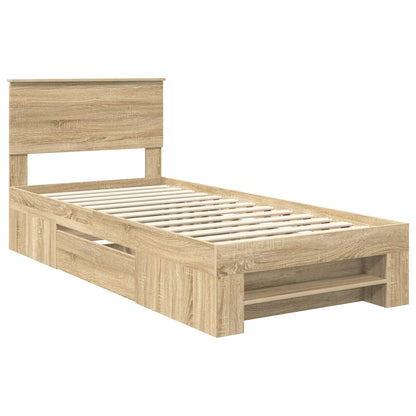 Bed Frame with Headboard Sonoma Oak 100 x 200 m Engineered Wood