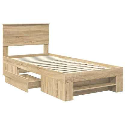 Bed Frame with Headboard Sonoma Oak 100 x 200 m Engineered Wood