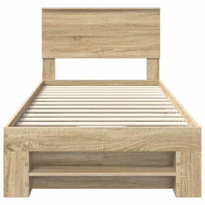 Bed Frame with Headboard Sonoma Oak 100 x 200 m Engineered Wood