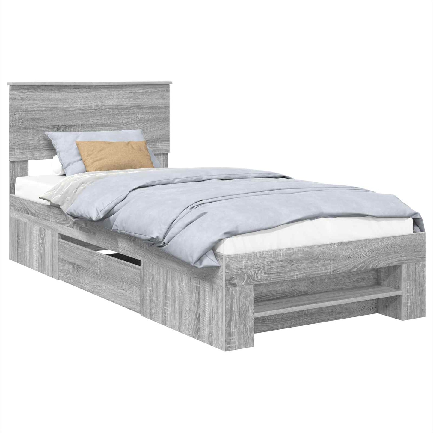 Bed Frame Grey Sonoma 100 x 200 m Engineered Wood
