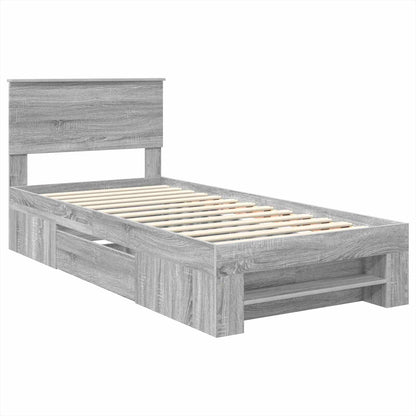 Bed Frame Grey Sonoma 100 x 200 m Engineered Wood