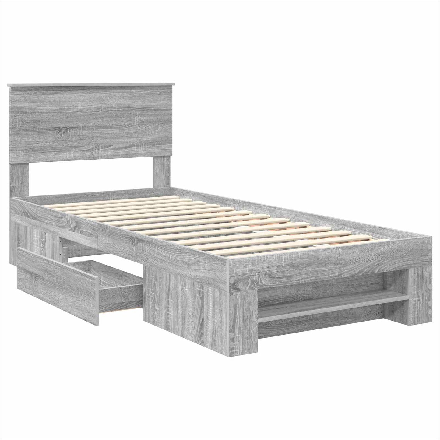 Bed Frame Grey Sonoma 100 x 200 m Engineered Wood