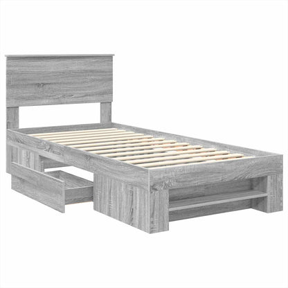 Bed Frame Grey Sonoma 100 x 200 m Engineered Wood