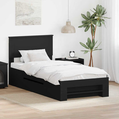 Bed Frame with Headboard Black 90 x 200 cm Engineered Wood
