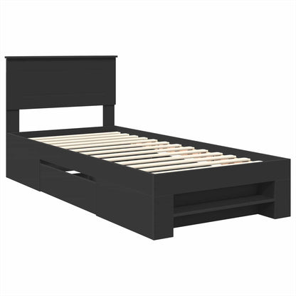 Bed Frame with Headboard Black 90 x 200 cm Engineered Wood
