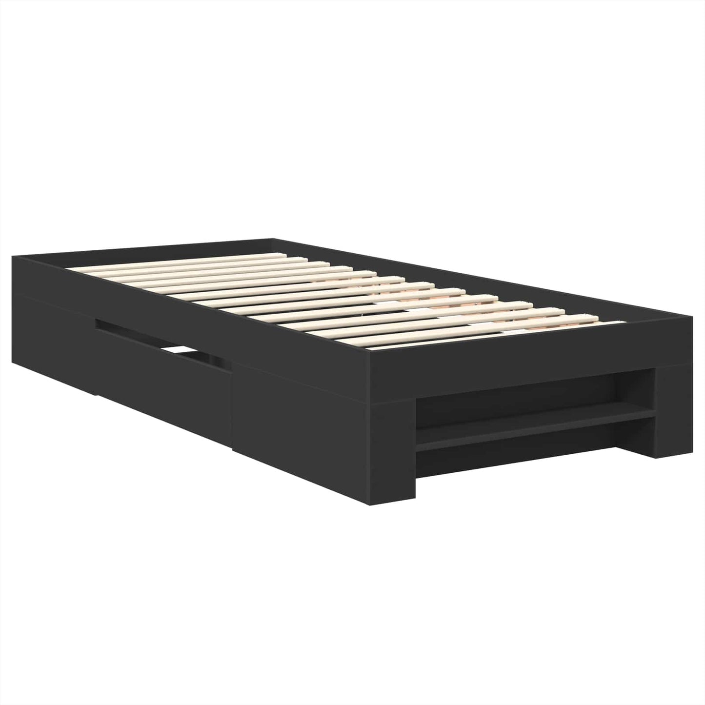 Bed Frame with Headboard Black 90 x 200 cm Engineered Wood