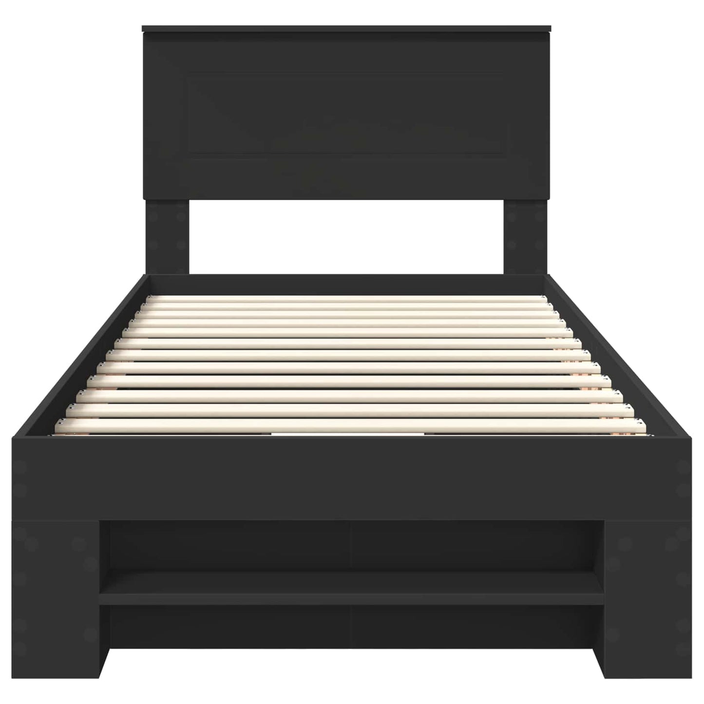 Bed Frame with Headboard Black 90 x 200 cm Engineered Wood