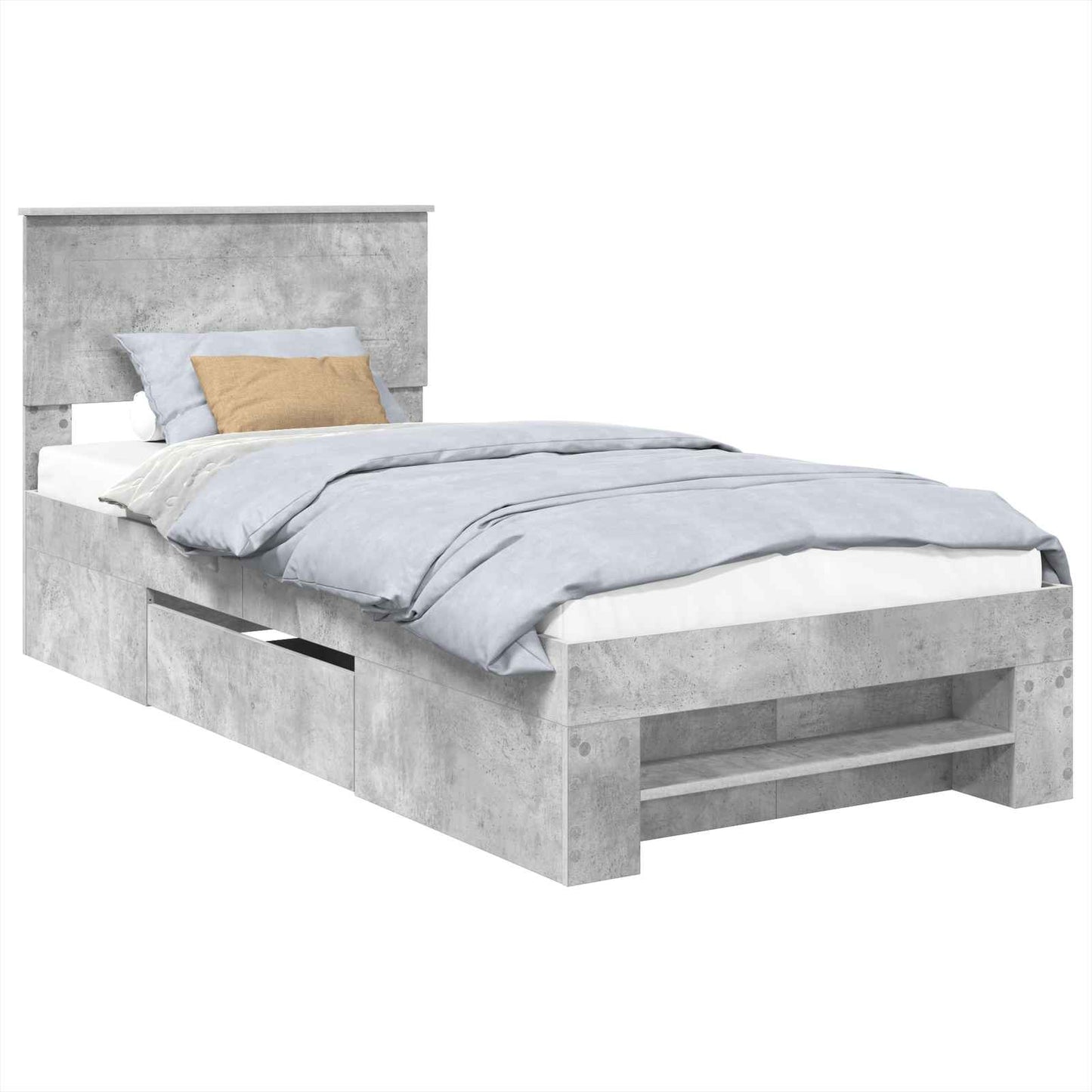 Bed Frame Concrete Grey 90 x 200 cm Engineered Wood